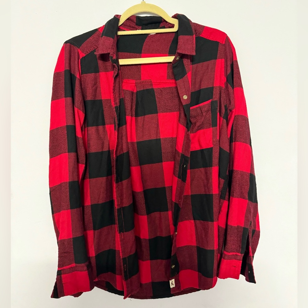 Red and Black Flannel Button Down